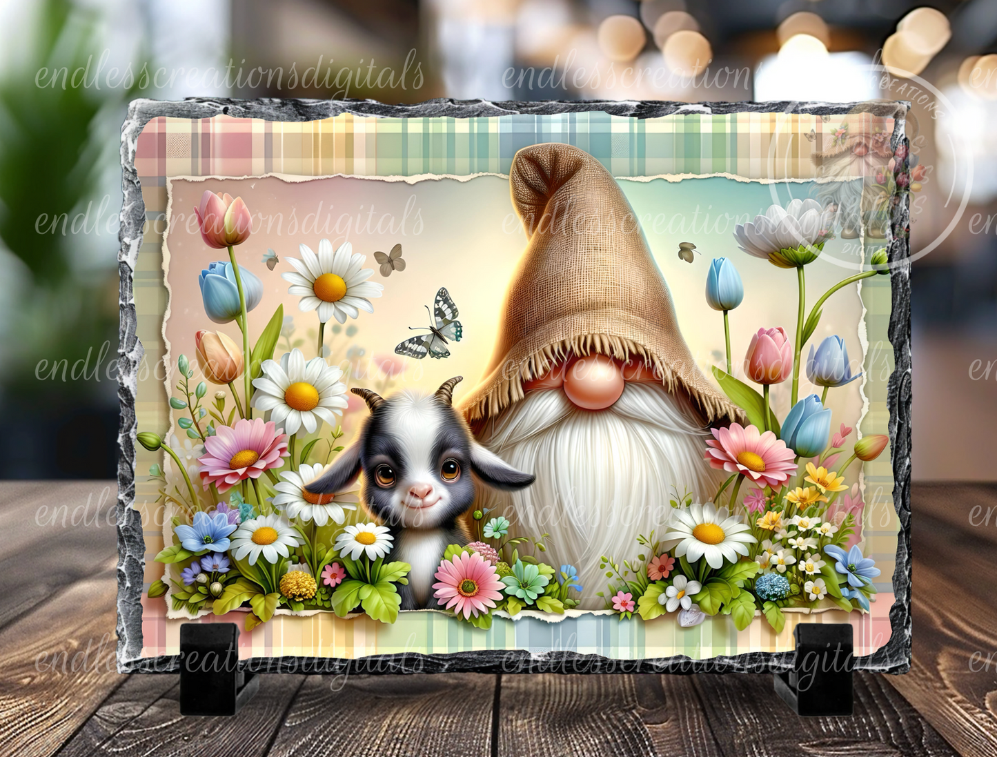 SPRING FLORAL GOAT AND GNOME
