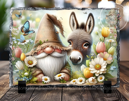 FLORAL SPRING GNOME AND DONKEY