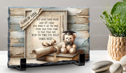 HARD WORK GRADUATION TEDDY RECTANGLE