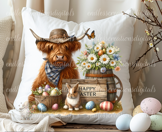 EASTER HIGHLAND COW TRANSPARENCIES