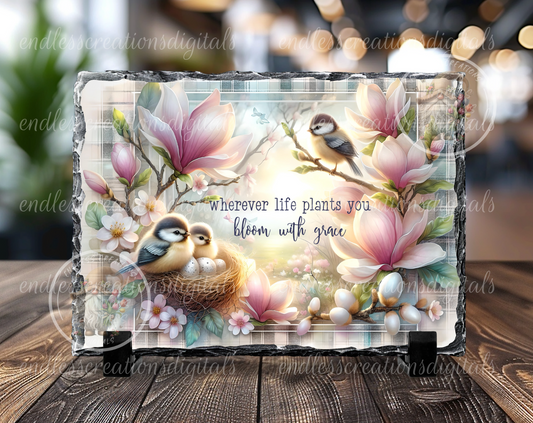 FLORAL SPRING CHICKADEE RECTANGLE