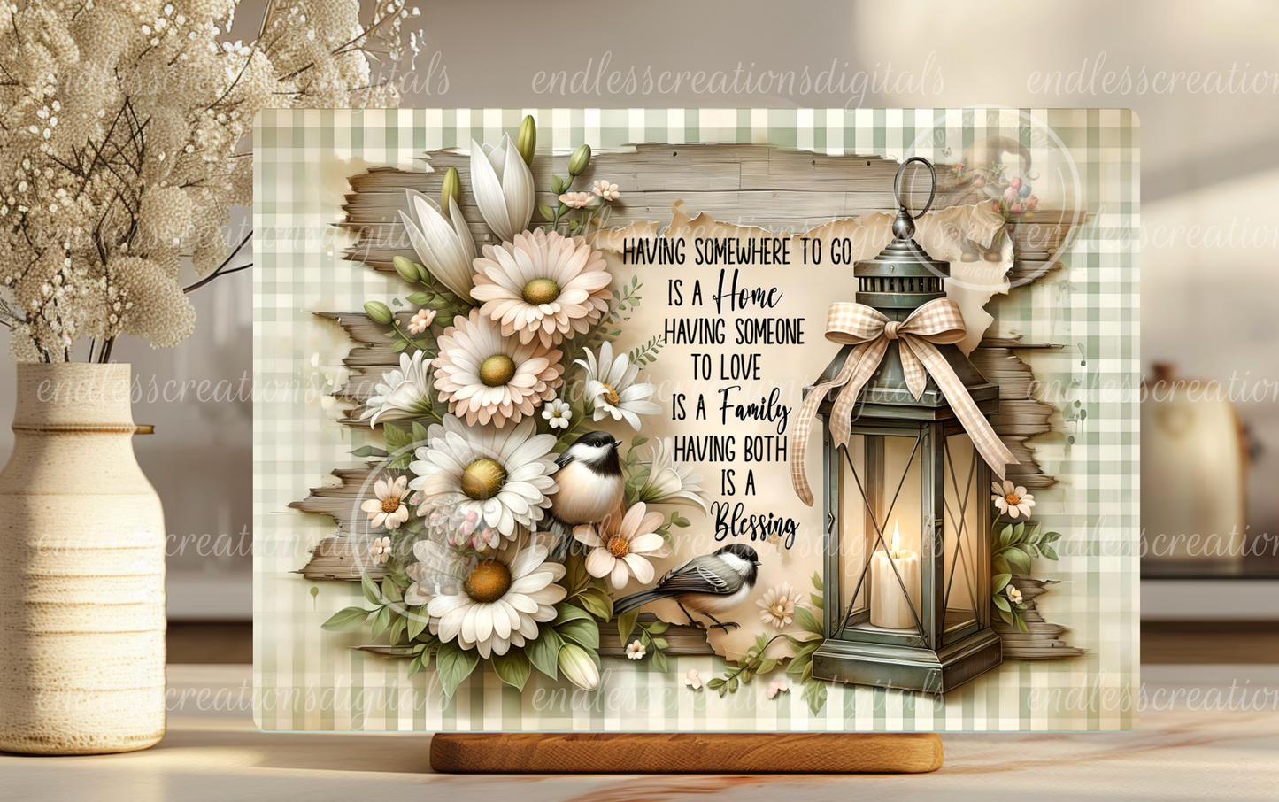 FLORAL DAISY LANTERN RECTANGLE