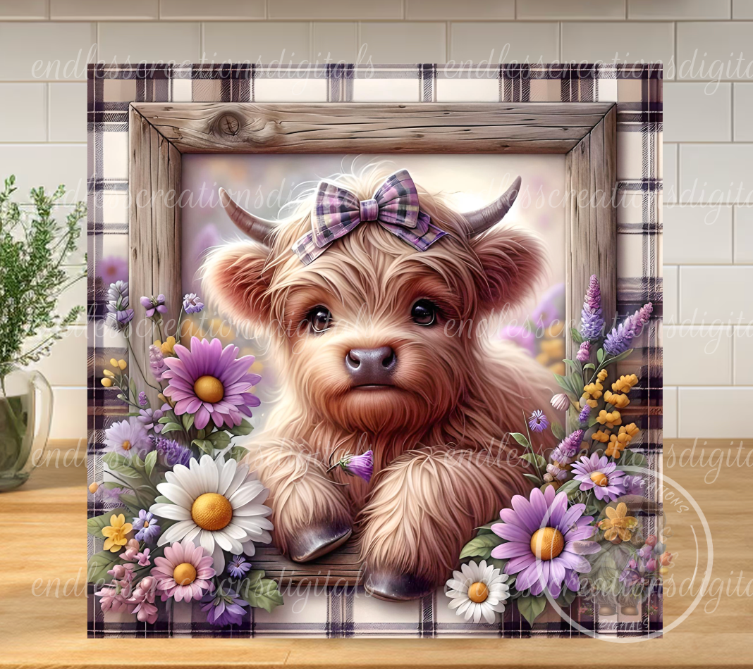 FLORAL HIGHLAND COW DAISIES