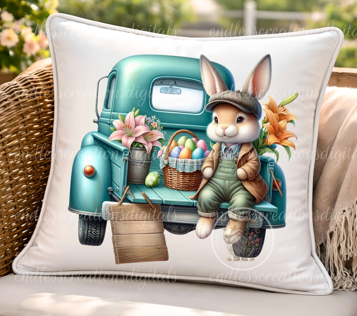 EASTER BLUE BUNNY TRUCK