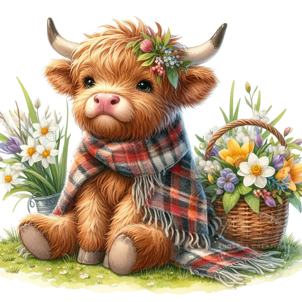 Spring Highland Cow