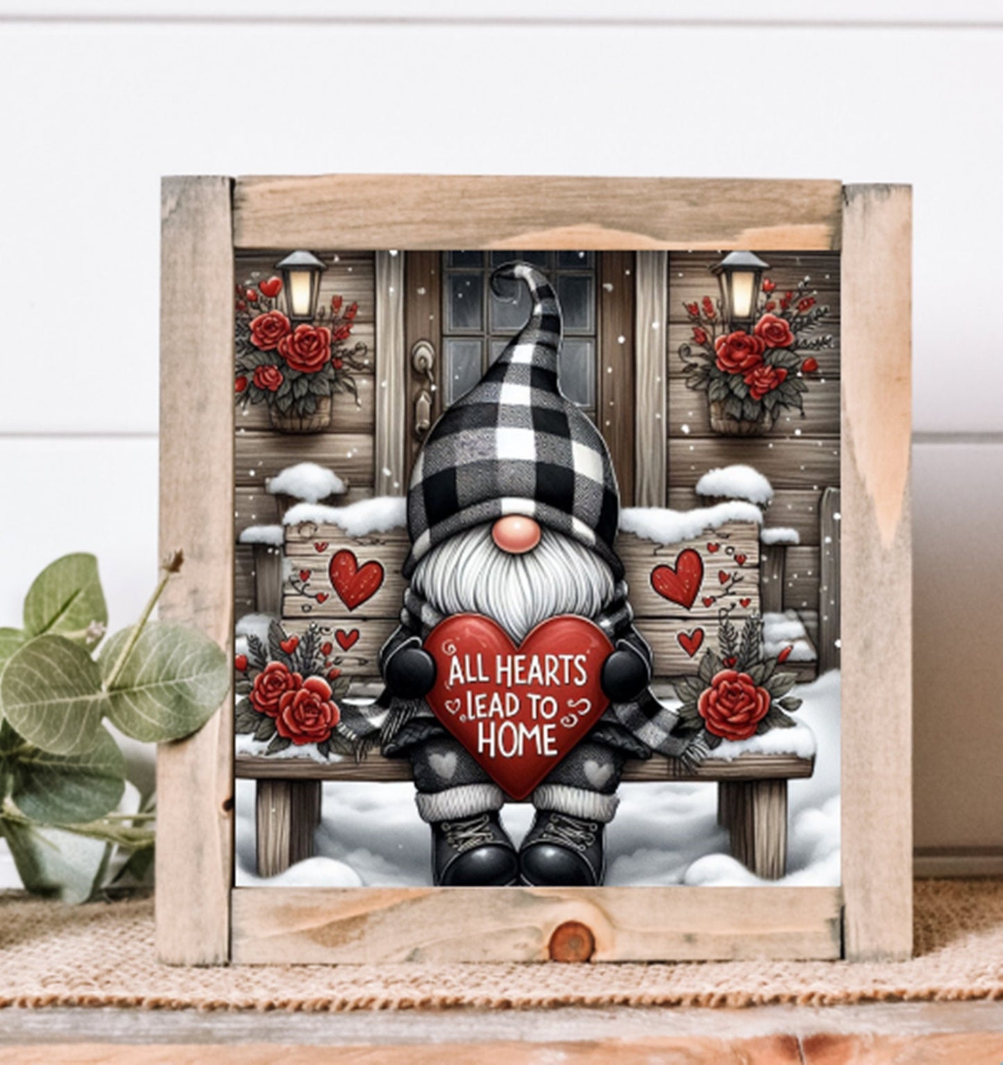 VALENTINES GNOME round door png,  for sublimation high resolution, 2 files including a round!