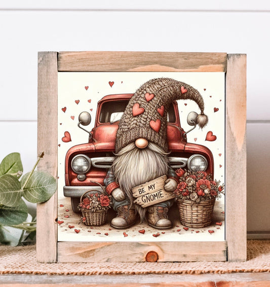 Be my Gnome Valentines Red Truck png files for sublimation high resolution.  4 files in set.  round, full image, transparent 1 add your own text