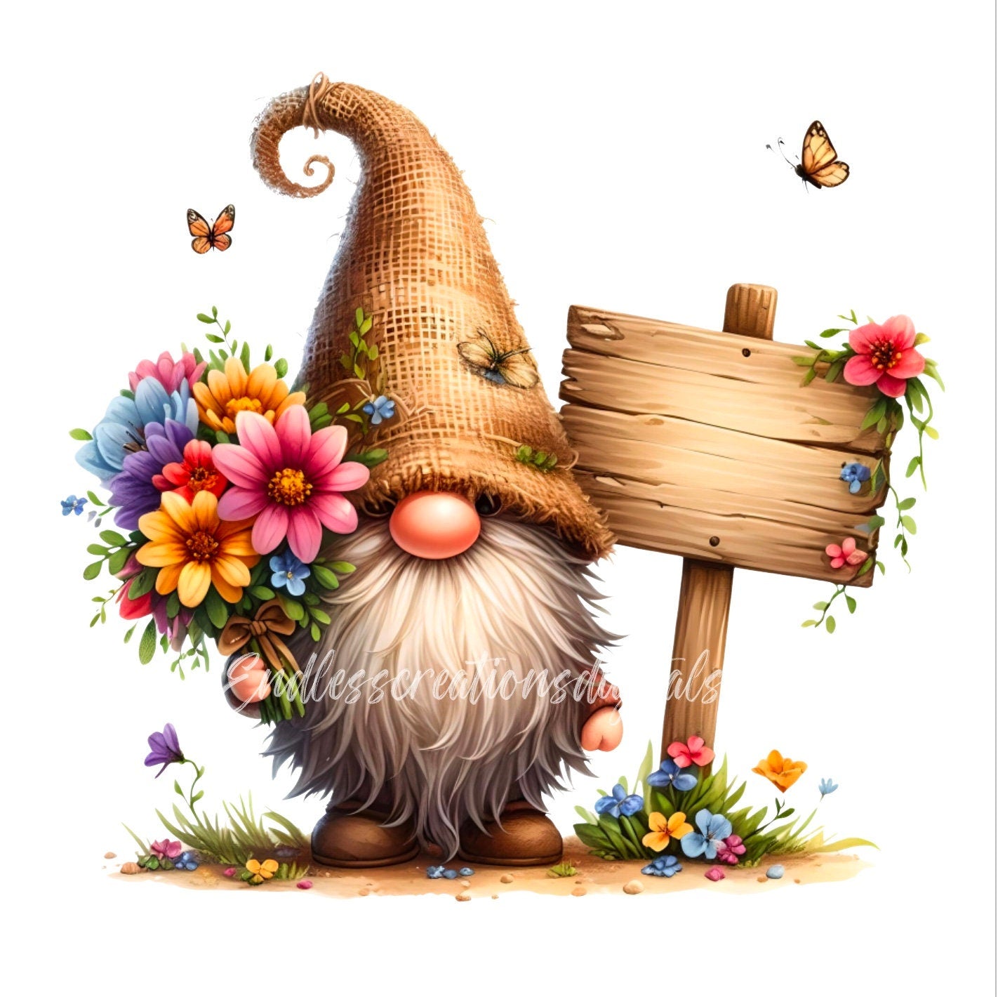 SPRING GNOME SUBLIMATION png, transparent  for sublimation high resolution, 5 files, 2 add your own text