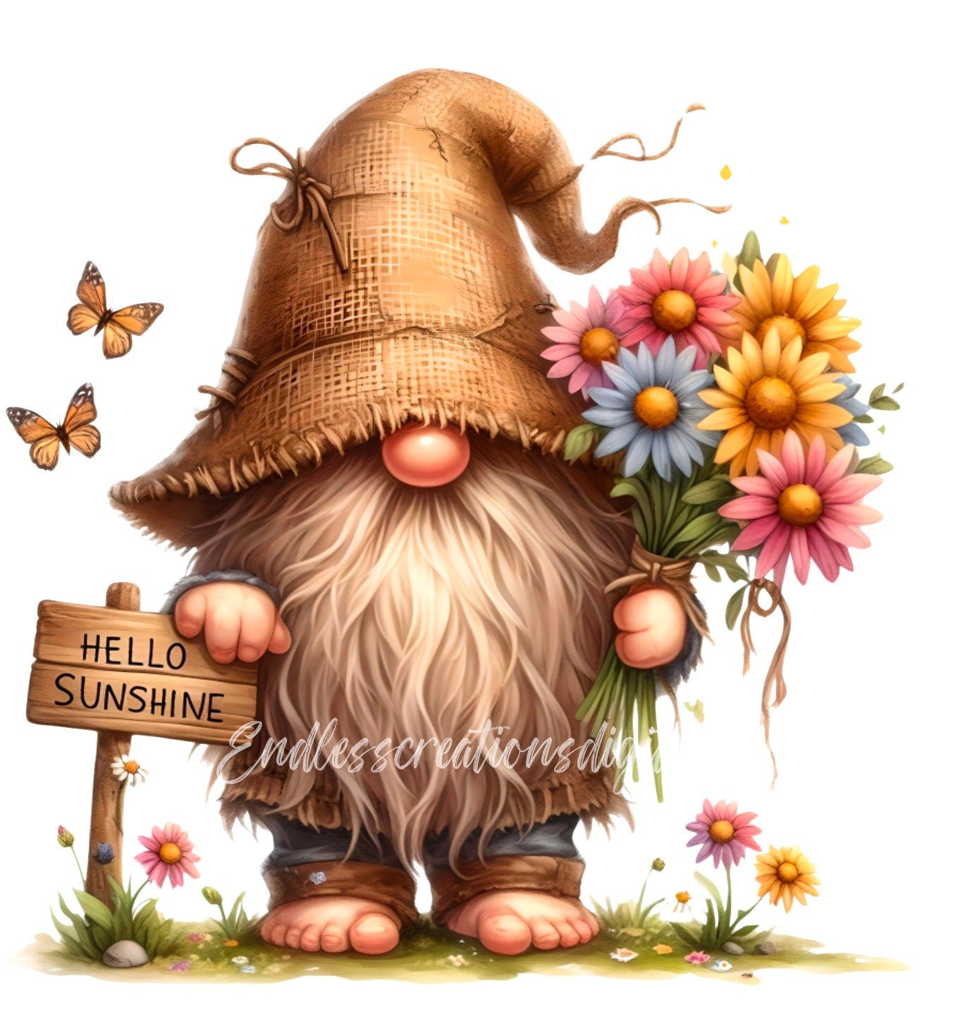 SPRING GNOME SUBLIMATION png, transparent  for sublimation high resolution, 5 files, 2 add your own text