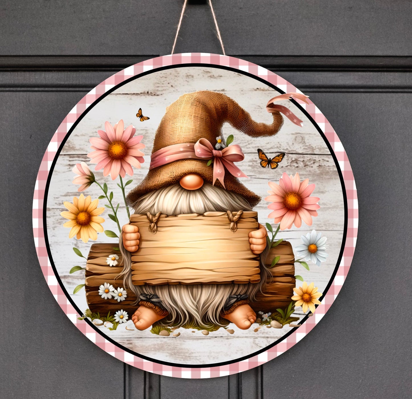 SPRING GNOME round door png, for sublimation high resolution 2 png files, 1 transparent, 1 round