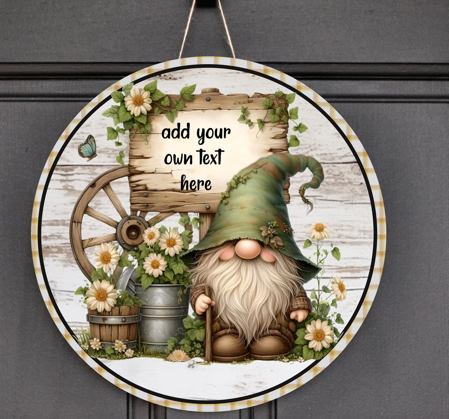 SPRING GNOME round door png, TRANSPARENT  for sublimation high resolution, 3 files,1 round, 1  add your own text to and one transparent