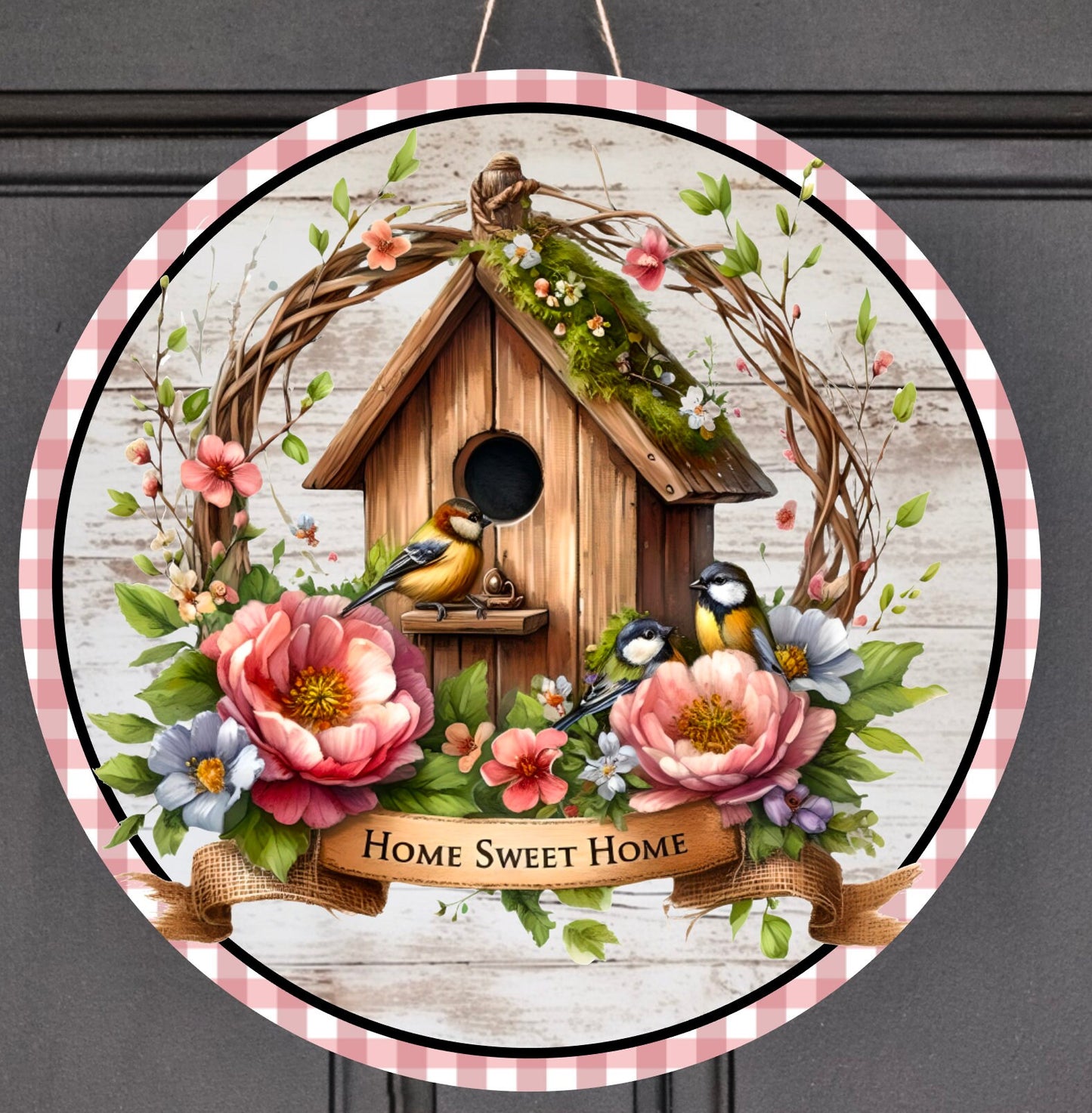 SPRING BIRDS SUBLIMATION round door png, for sublimation high resolution 2 png files including 1 transparent for use on pillows, mugs, etc