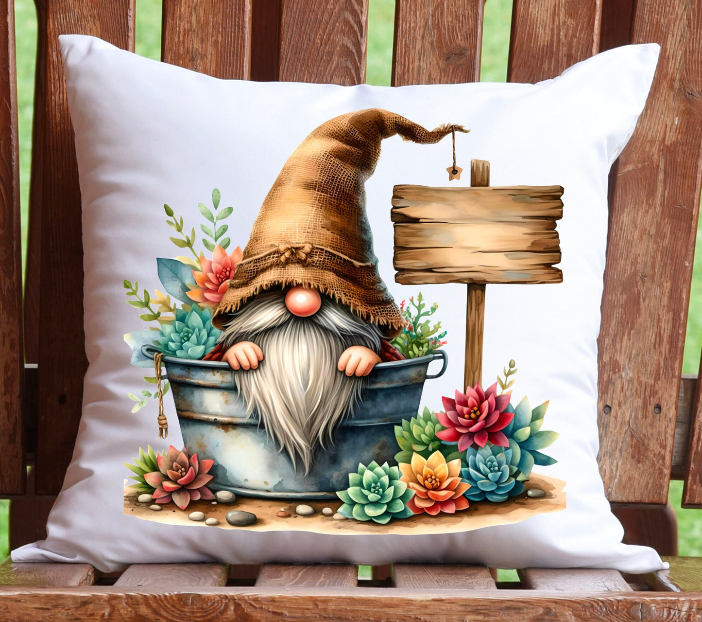 SPRING GNOME SUBLIMATION round door png, for sublimation high resolution 2 png files including 1 transparent for use on pillows, mugs, etc
