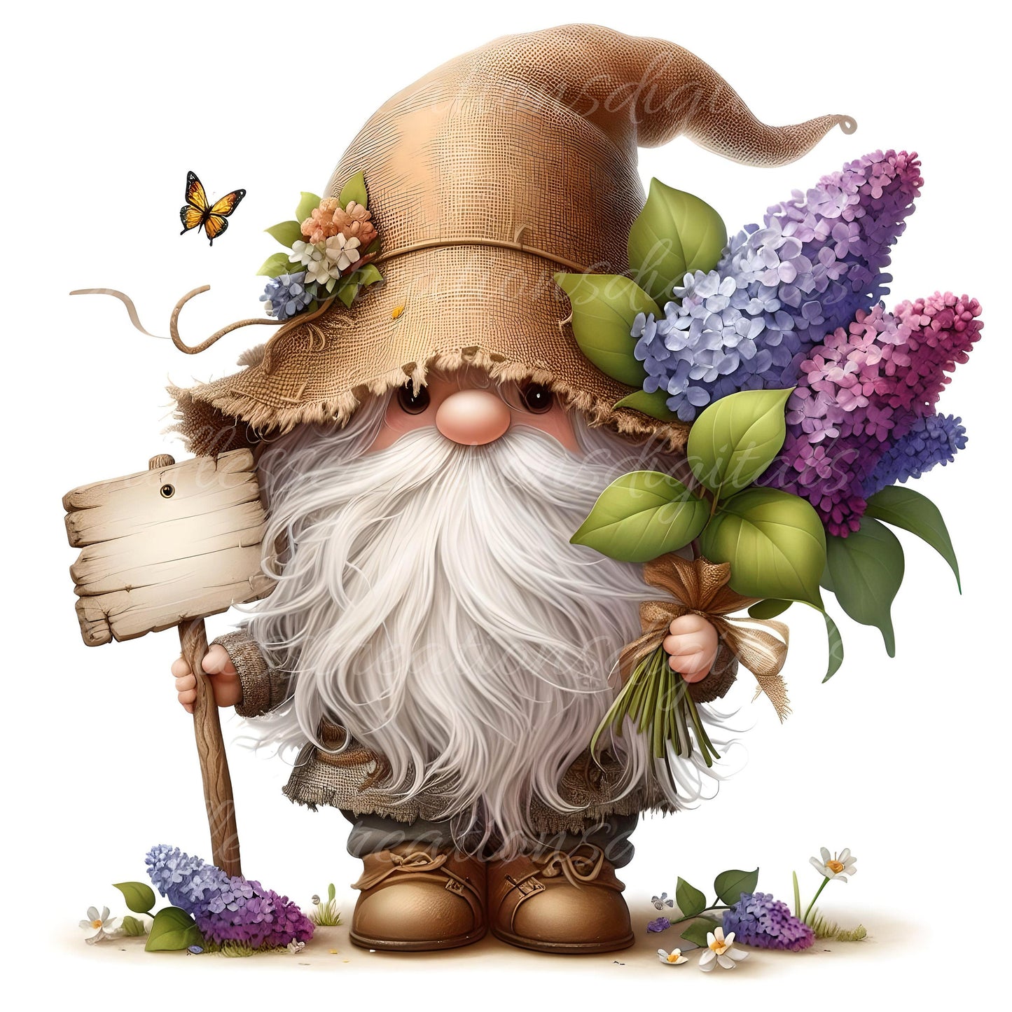 SPRING GNOME SUBLIMATION png, transparent  for sublimation high resolution, 5 files, 3 add your own text