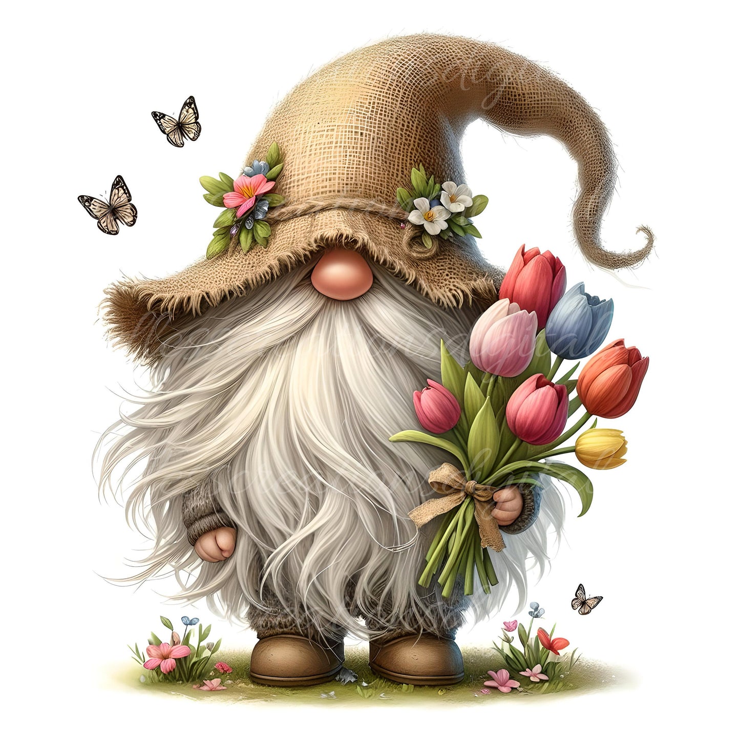 TULIP GNOMES SUBLIMATION png, transparent  for sublimation high resolution, 5 files, 3 files add your own text