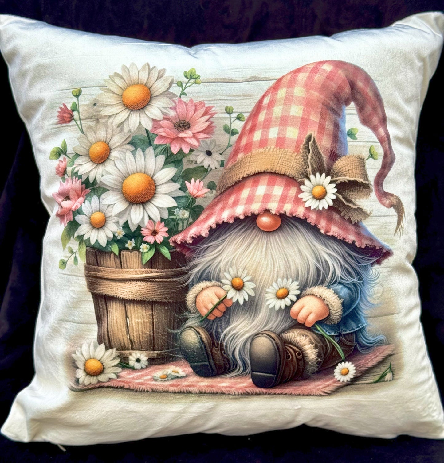 SPRING SUBLIMATION GNOME, wreath sign png, for sublimation high resolution 2 png files use on pillow, mugs etc