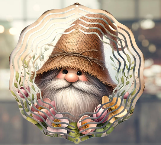 SPRING GNOME WIND spinner sublimation file for download 300 dpi for use on wind spinners and door hangers