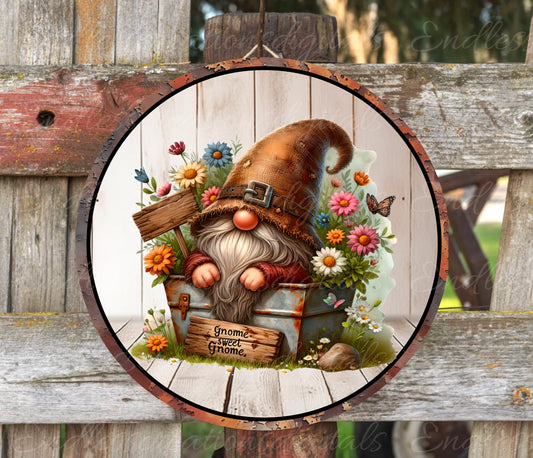 RUSTIC GNOME SUBLIMATION door hanger, wreath sign png, for sublimation high resolution 2 png files use on pillow, mugs etc