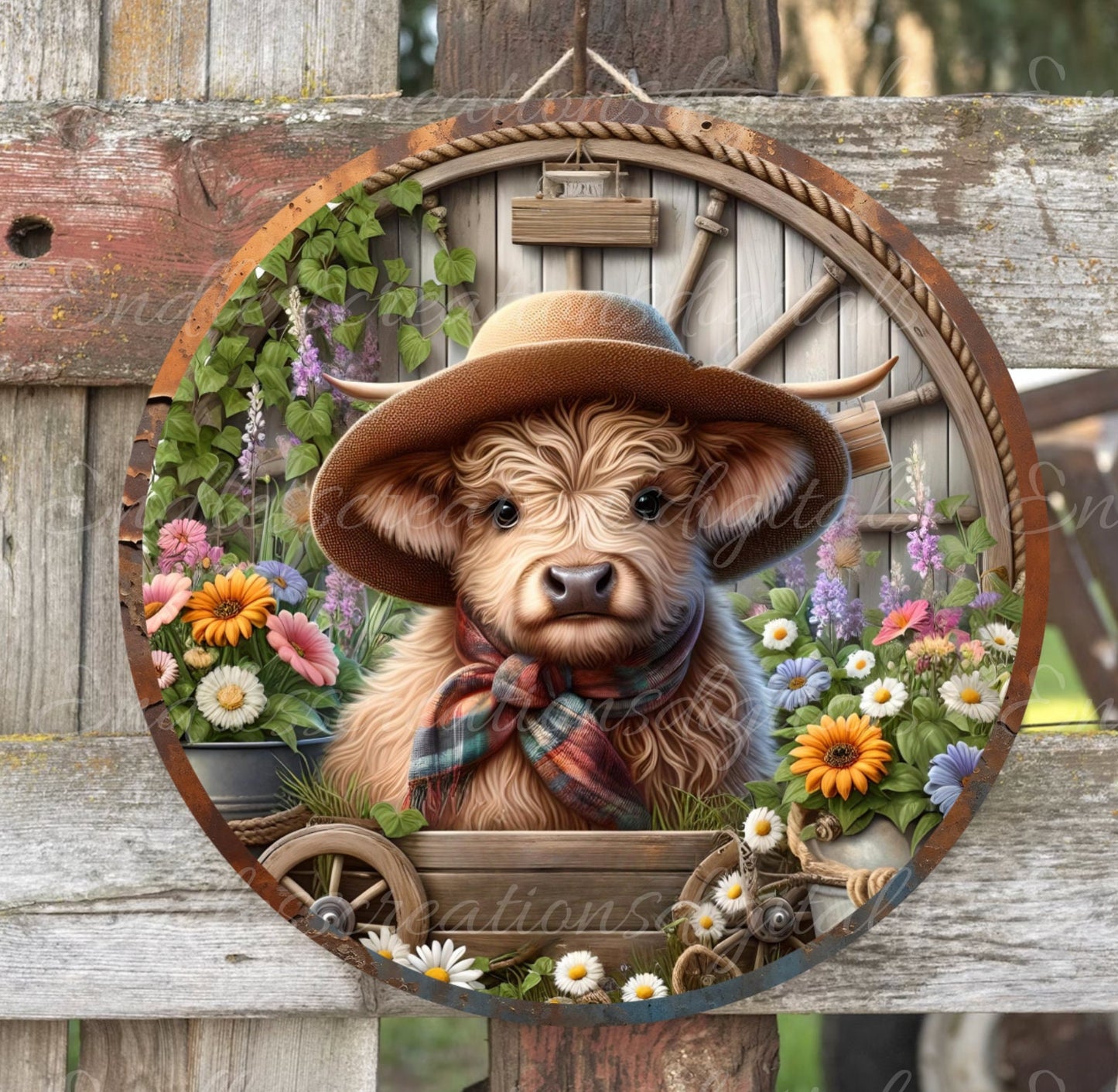 HIGHLAND COWS SUBLIMATION door hanger, wreath sign png, for sublimation high resolution 2 files with 1 add your own text
