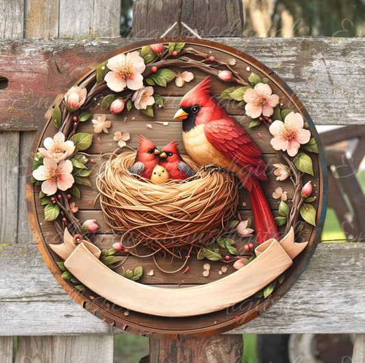 CARDINAL DOOR HANGER, wreath sign png, for sublimation high resolution add your own text