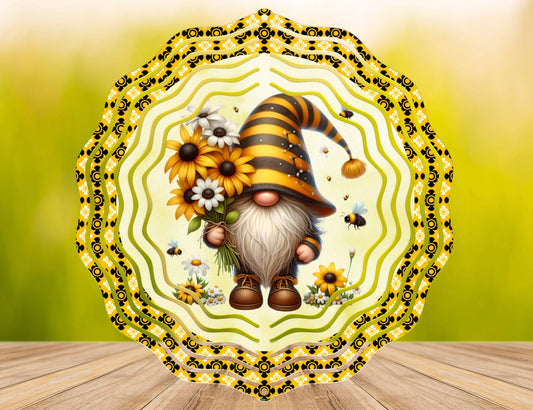 BEE GNOME WIND spinner sublimation 2 files for download 300 dpi for use on wind spinners, pillow, mugs etc.