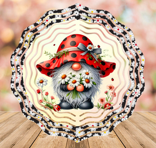 LADYBUG GNOME WIND spinner sublimation 2 files for download 300 dpi for use on wind spinners, pillow, mugs etc.