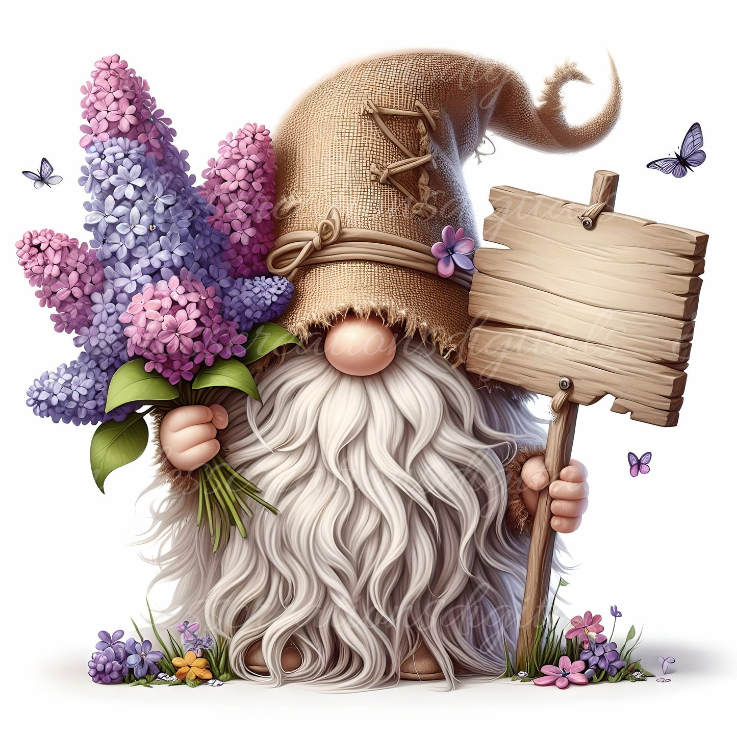 SPRING GNOME SUBLIMATION png, transparent  for sublimation high resolution, 5 files, 3 add your own text