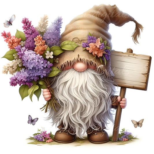 SPRING GNOME SUBLIMATION png, transparent  for sublimation high resolution, 5 files, 3 add your own text