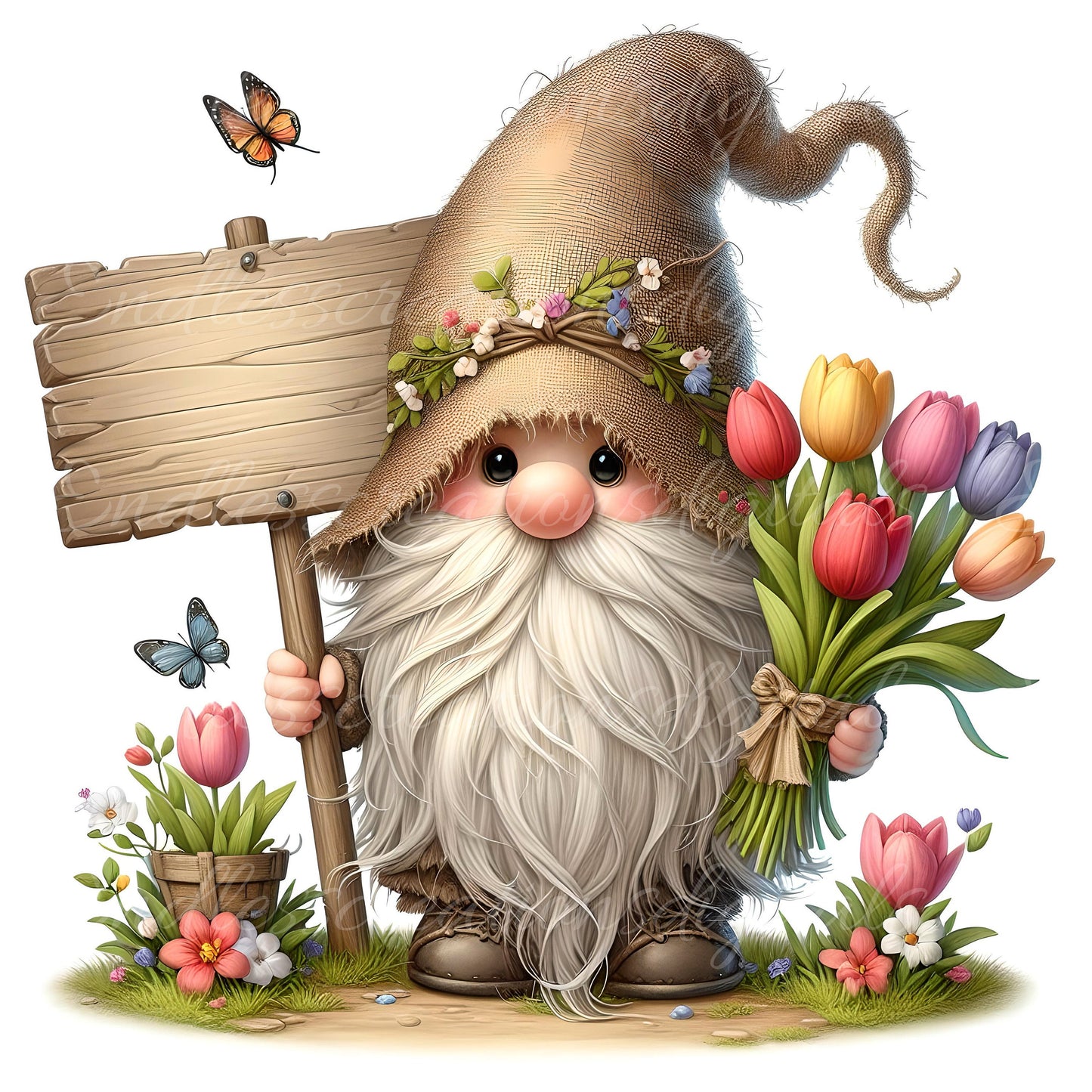 TULIP GNOMES SUBLIMATION png, transparent  for sublimation high resolution, 5 files, 3 files add your own text