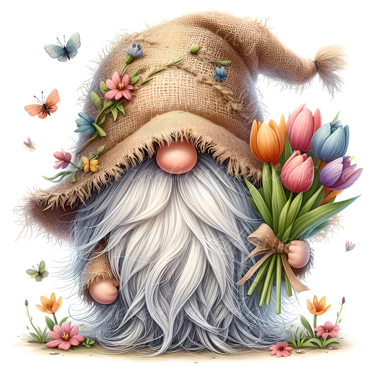 TULIP GNOMES SUBLIMATION png, transparent  for sublimation high resolution, 5 files, 3 files add your own text