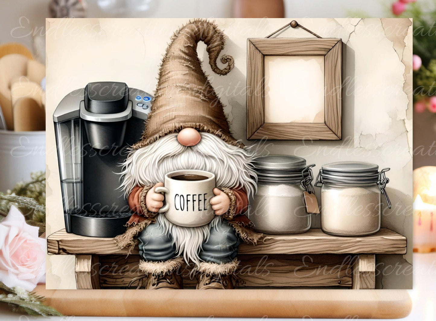 COFFEE GNOME CUTTING board sublimation  sublimation high resolution 1 file add your own text