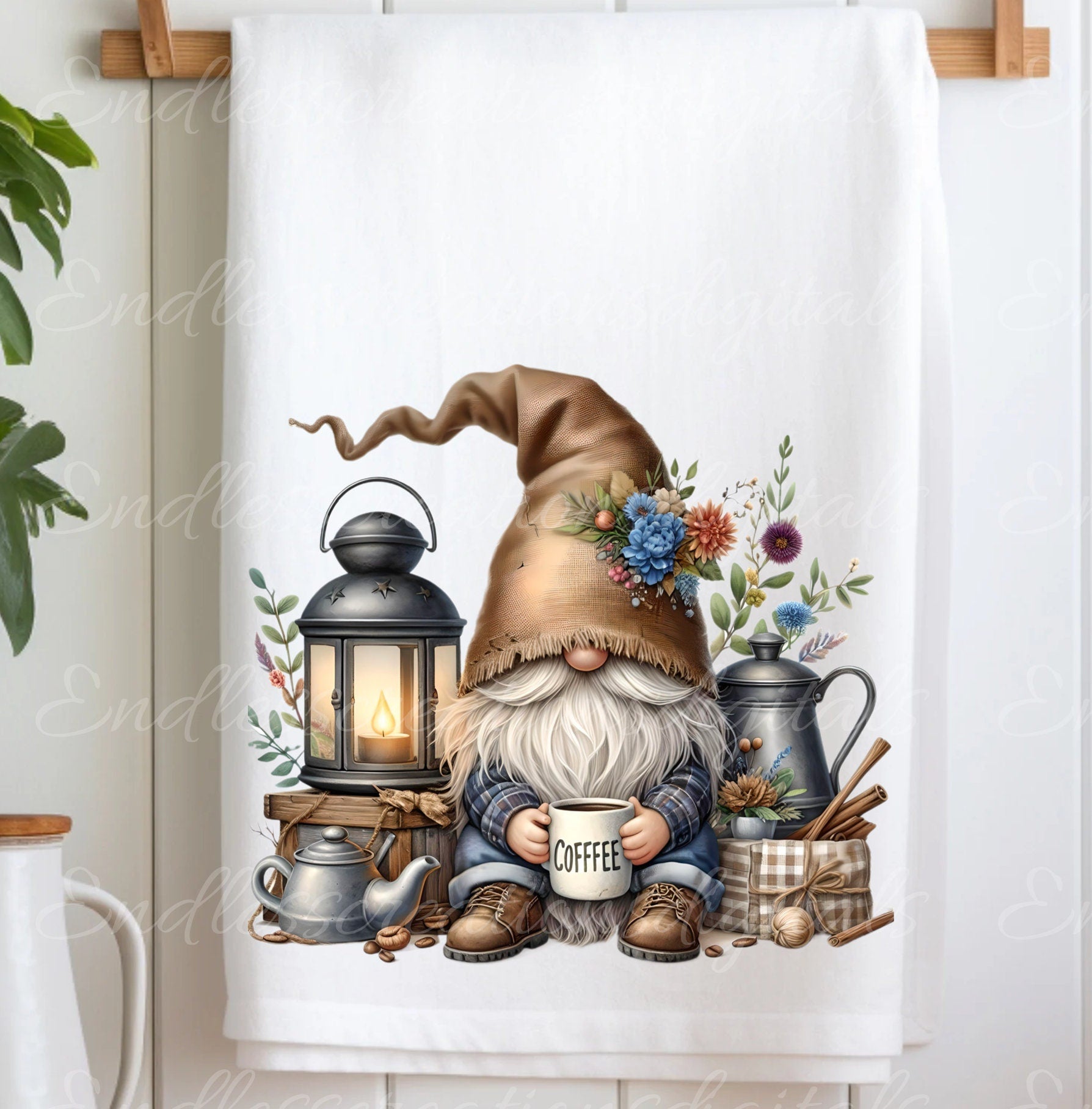 GNOME TEA TOWEL sublimation package of 5 high definition 300png, trans ...