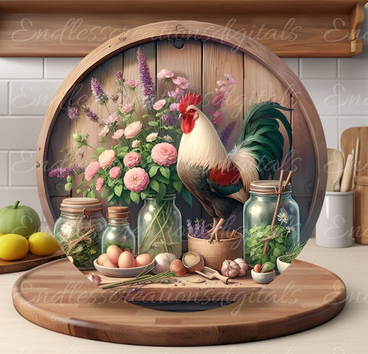 ROOSTER ROUND CUTTING board sublimation  sublimation high resolution 1 file add your own text