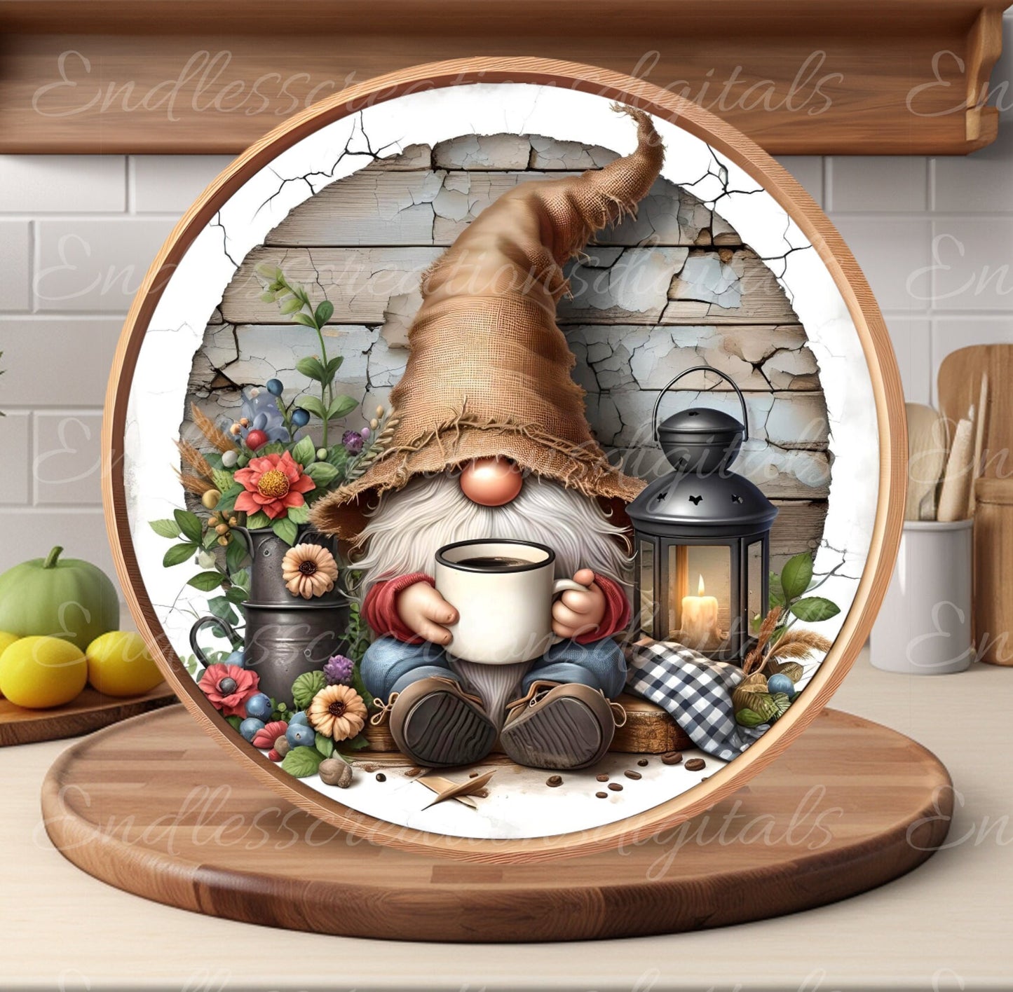 GNOME ROUND CUTTING board sublimation  300 png high resolution 1 file add your own text