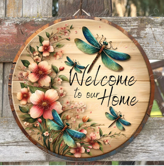 WELCOME SPRING SUMMER DRAGONFLY DOOR HANGER