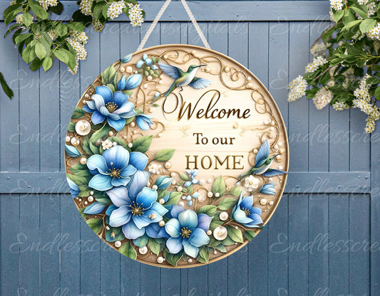 WELCOME BLUEBONNET DOOR hanger, wreath sign png, for sublimation high resolution, 2 files for download with 1 add your own text