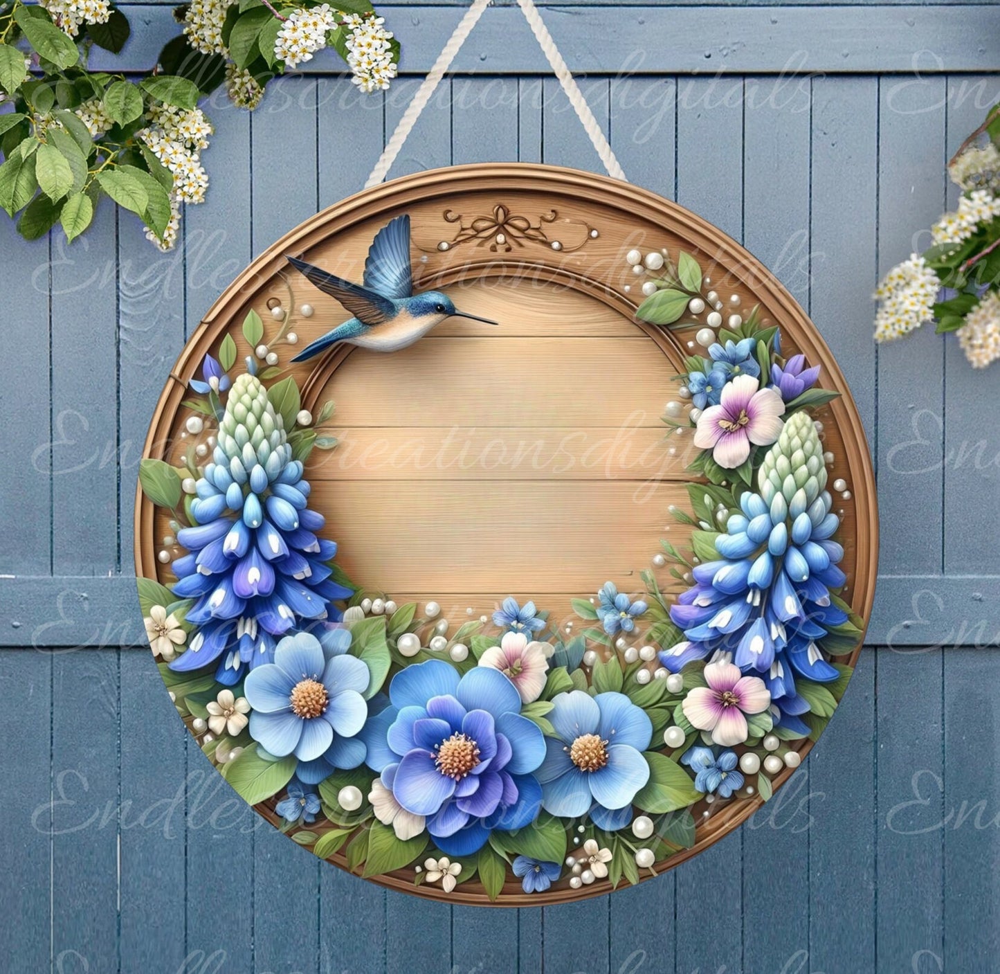 WELCOME BLUEBONNET SUMMER DOOR hanger, wreath sign png, for sublimation high resolution, 2 files for download with 1 blank for your own text