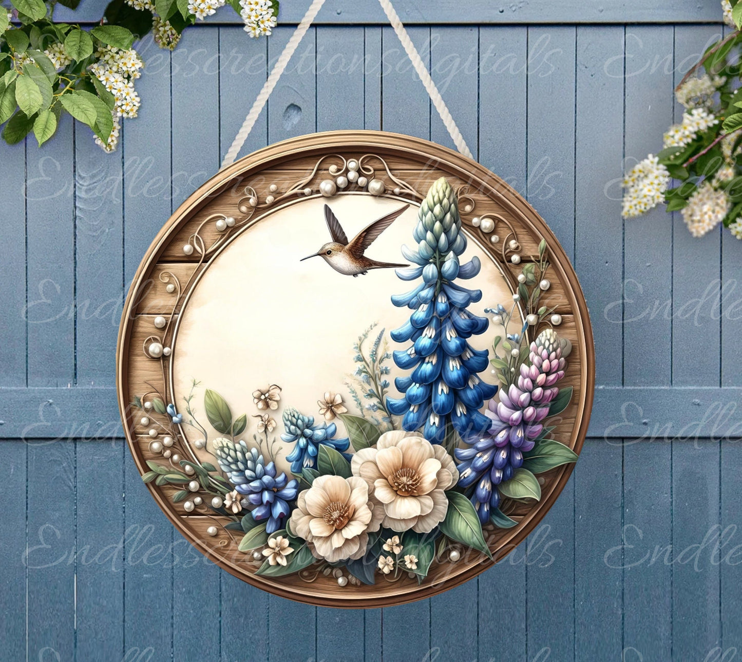 WELCOME BLUEBONNET SUMMER DOOR hanger, wreath sign png, for sublimation high resolution, 2 files for download with 1 blank for your own text