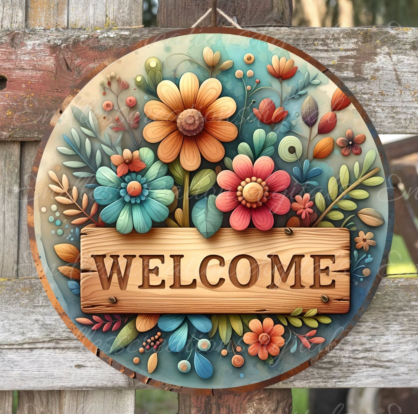 WELCOME DOOR HANGER, wreath sign png, for sublimation high resolution
