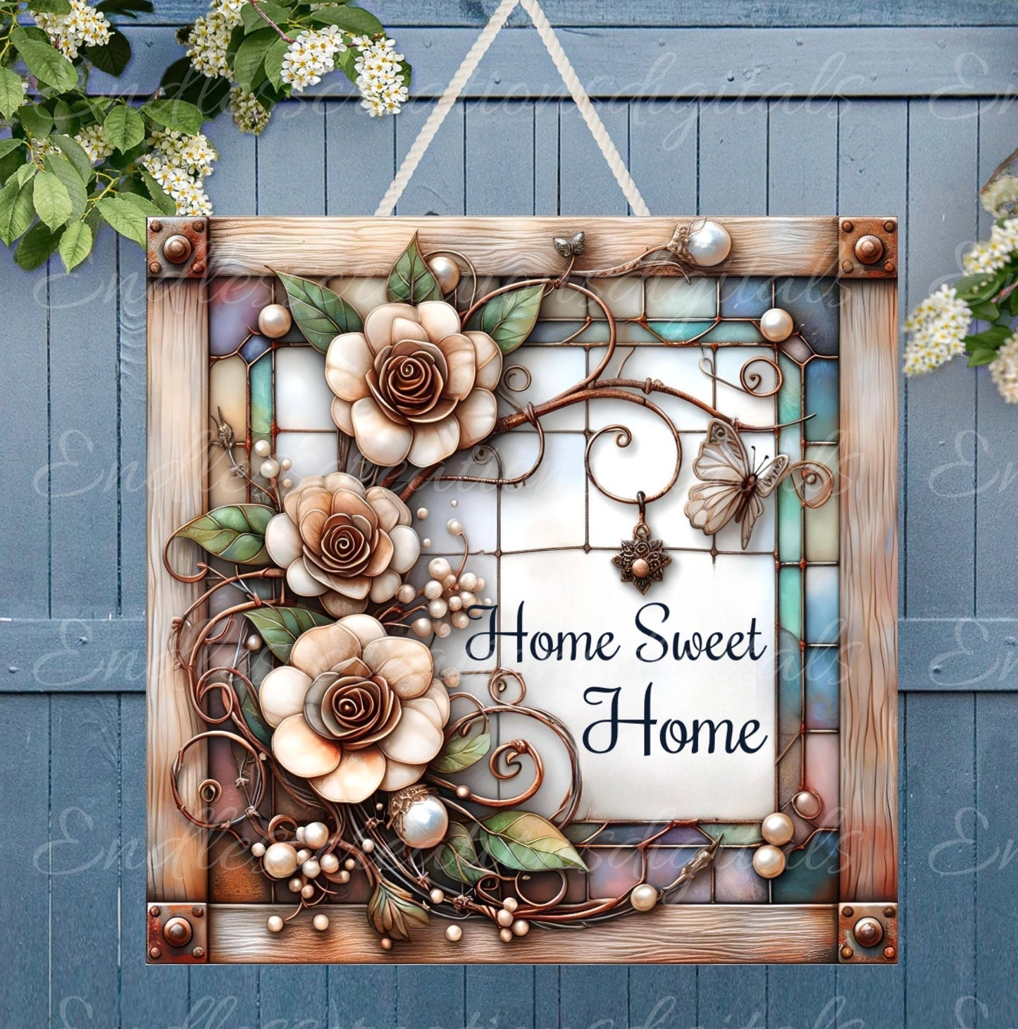 WELCOME SQUARE DOOR hanger, wreath sign png, for sublimation high resolution, 2 files, 1 add your own text