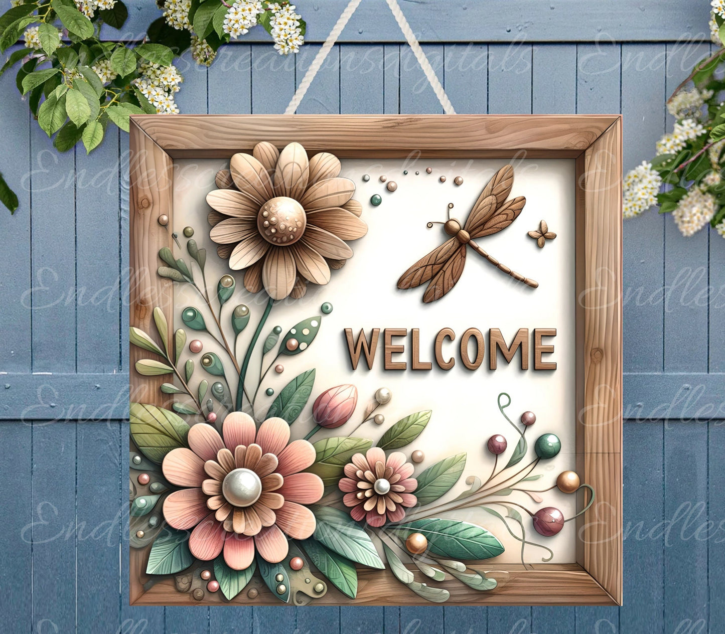 WELCOME SQUARE DOOR hanger, wreath sign png, for sublimation high resolution,