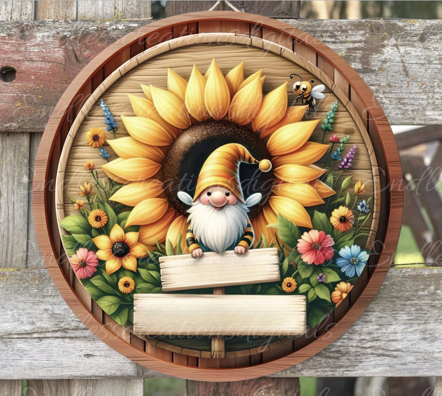 WELCOME BEE GNOME door hanger and wreath sign png, for sublimation high resolution 2 files for download, add your own text