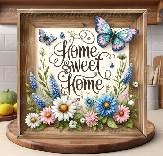 BUTTERFLY HOME SWEET home, door hanger, cutting board sublimation  sublimation high resolution 1 file