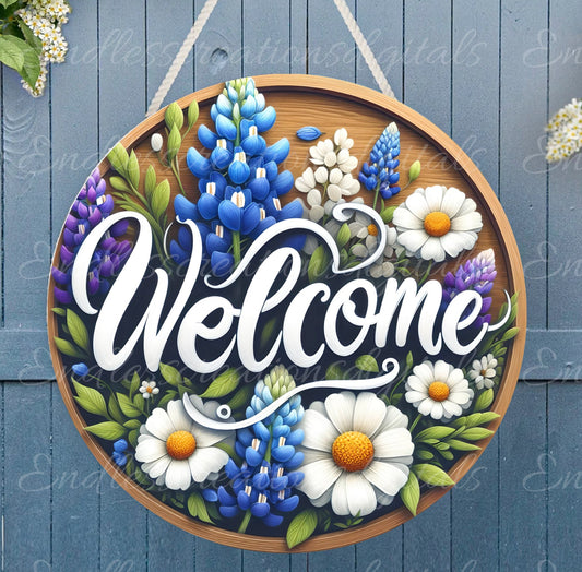 FLORAL SUMMER WELCOME door hanger, wreath sign png, for sublimation high resolution