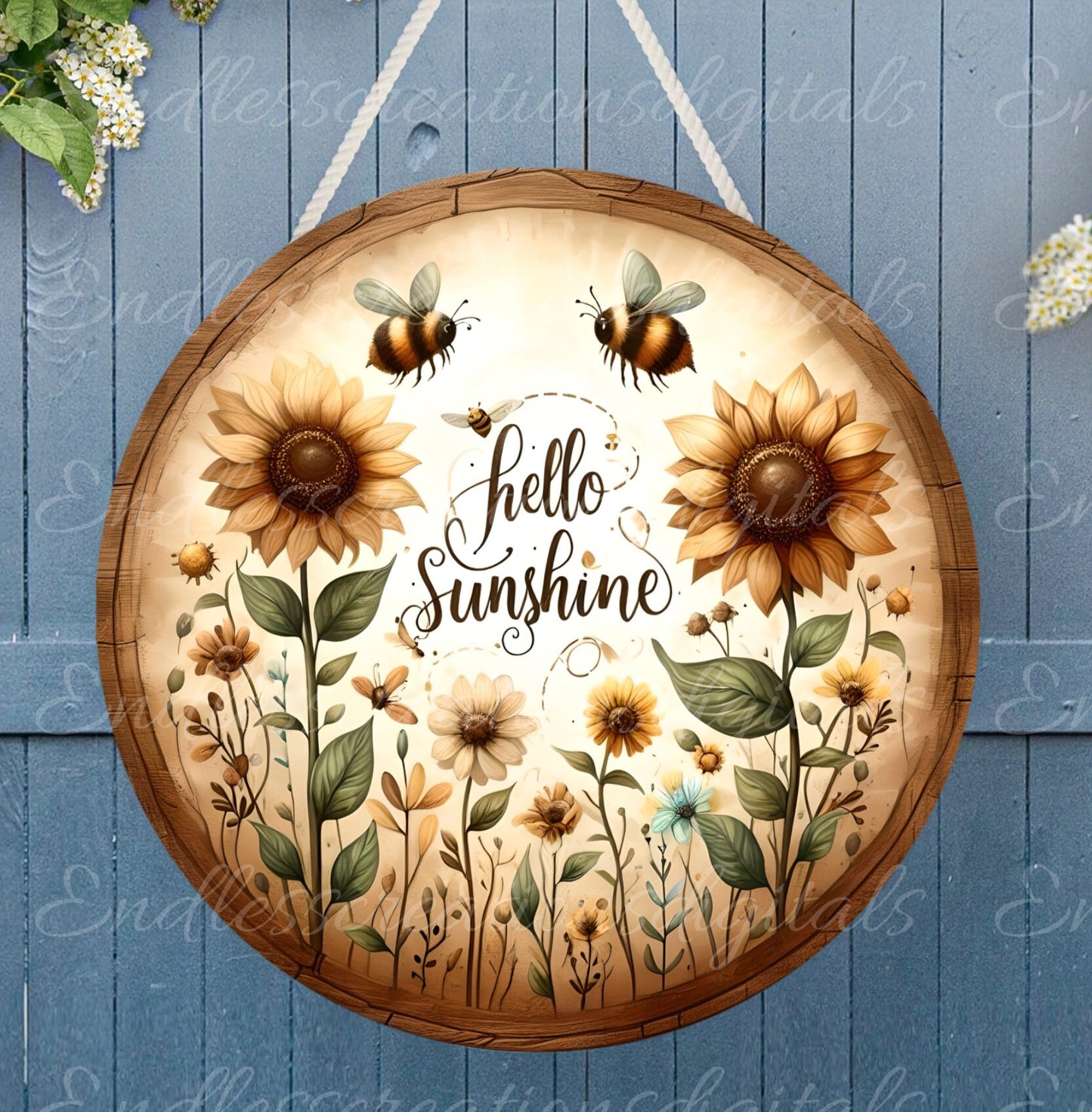 HELLO SUNSHINE DOOR hanger, wreath sign, png, for sublimation high resolution,