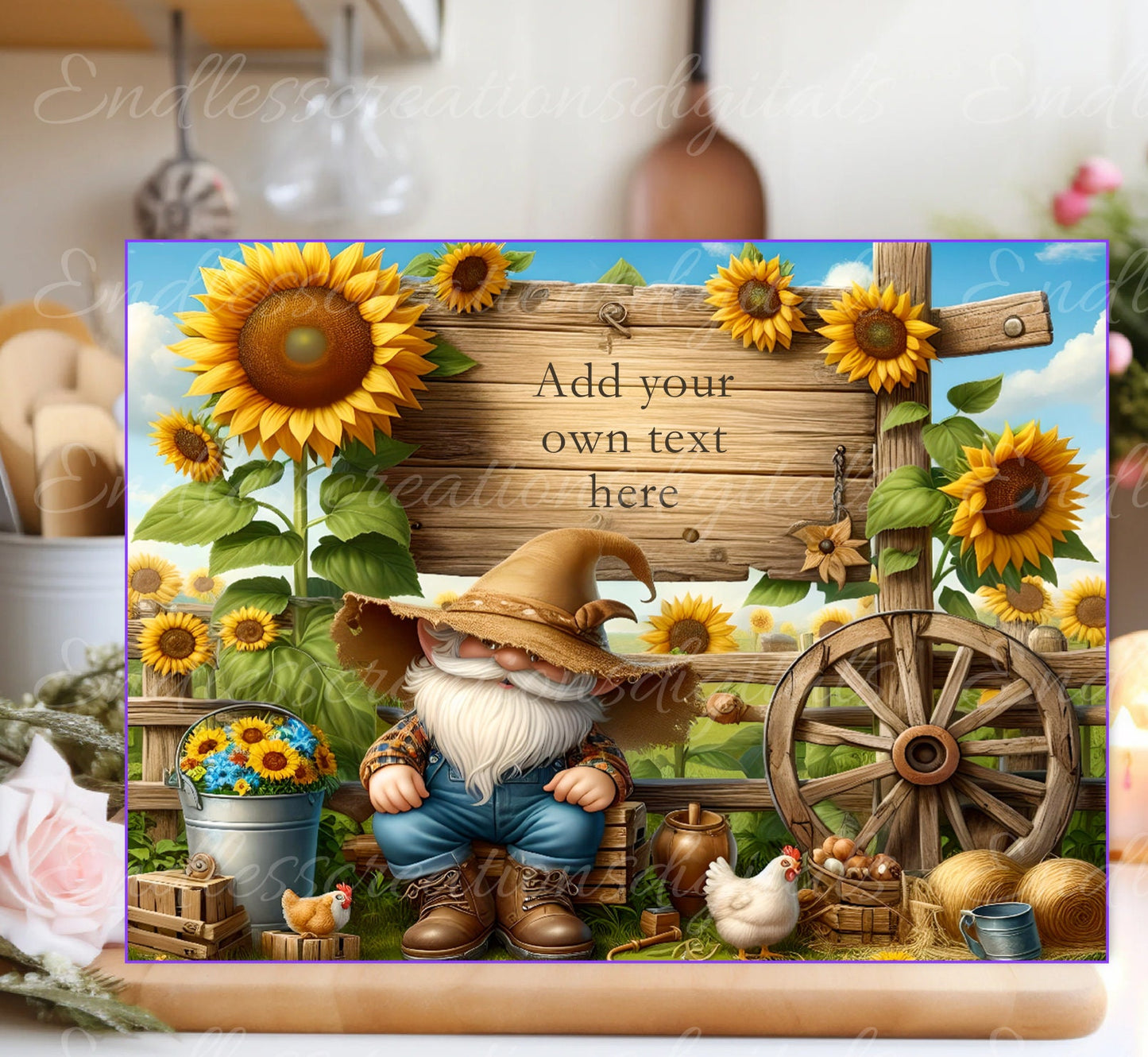 FARMER GNOME CUTTING Board sublimation  sublimation high resolution 1 file add your own text