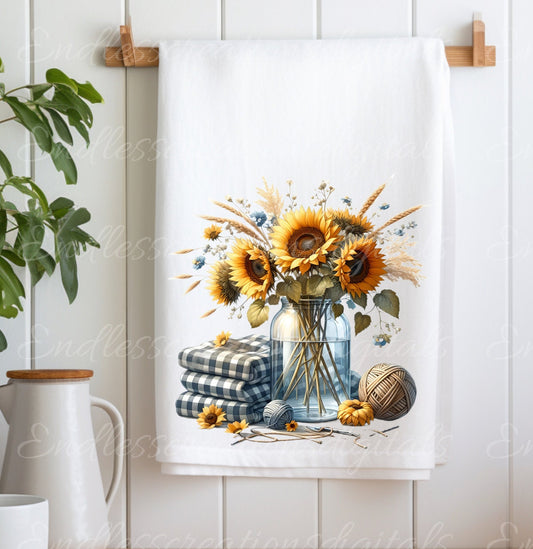 TEA TOWEL Floral sublimation package of 5 high definition 300png, transparent add your own text