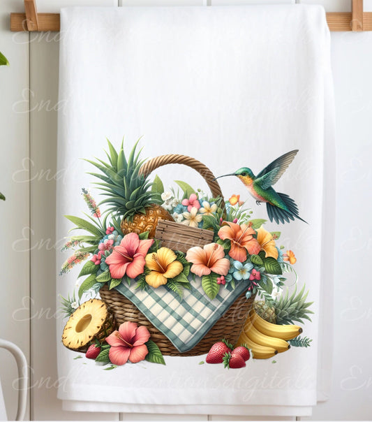TROPICAL TEA TOWEL sublimation package of 5 high definition 300png, transparent add your own text