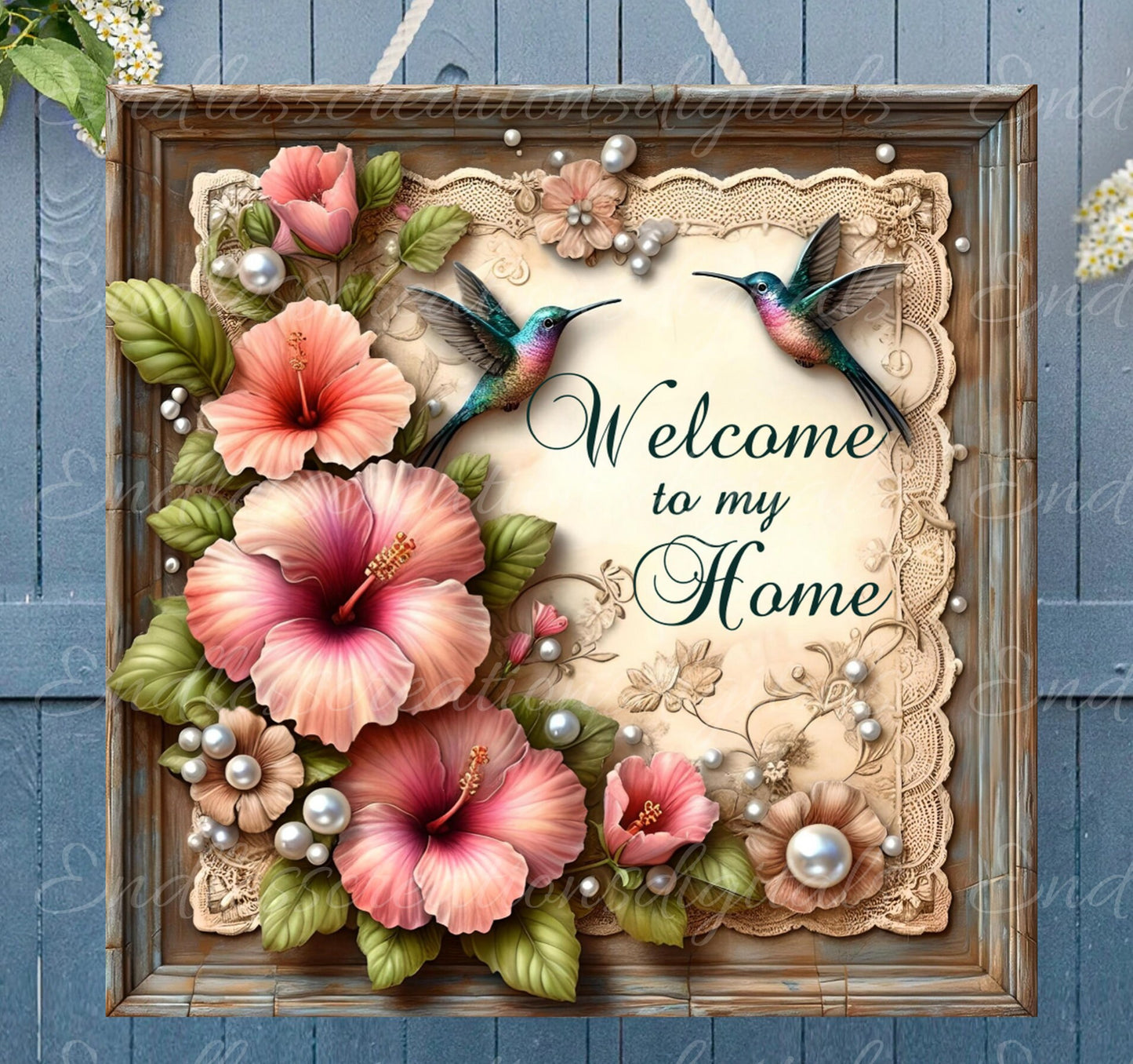 WELCOME  SQUARE DOOR hanger, wreath sign png, square cutting board for sublimation high resolution, 2 files, 1 add your own text
