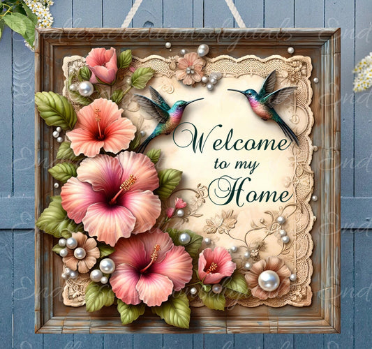 WELCOME  SQUARE DOOR hanger, wreath sign png, square cutting board for sublimation high resolution, 2 files, 1 add your own text